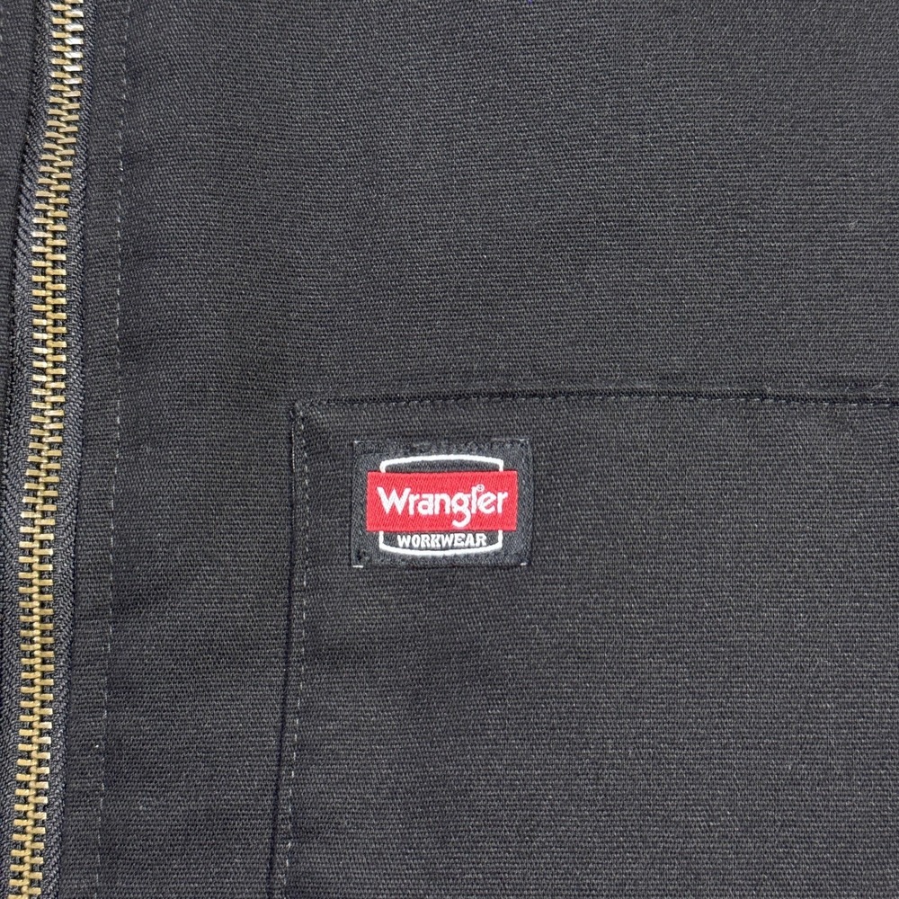 Wrangler Canvas Vest Mens 2XL Black Quilted Insulated Workwear Full Zip - Picture 3 of 7